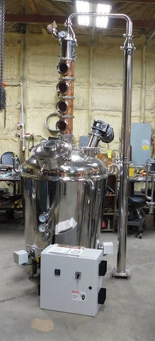 105 Gallon Jacketed Standard Series Still with 6” Copper Bubble Plate Column