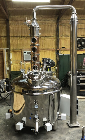 150 Gallon Jacketed Standard Series Still with 8”  Bubble Plate Column