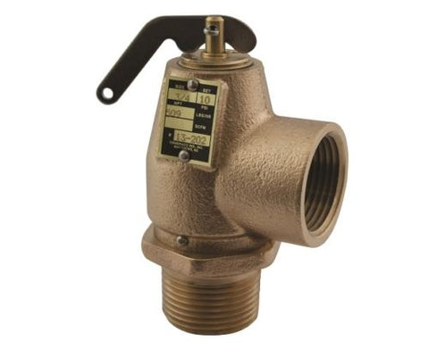 1 1/4" Male x 1 1/4" Female, ASME Low Pressure Steam Safety Valve Set 5 PSIG, Bronze