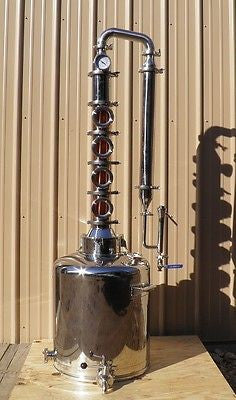 26 Gal. Moonshine, E-85 Ethanol Still, 4 Bubble Plate Copper & Stainless