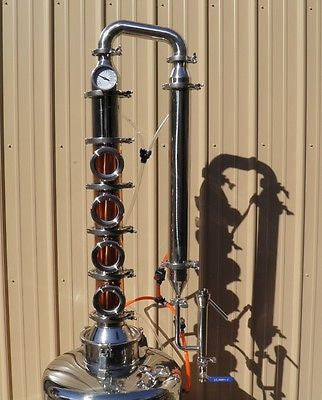 4 Bubble Plate Copper & Stainless Moonshine Still Column Vodka W/ Cooling Kit