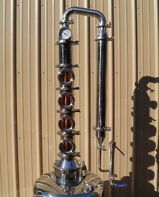 4 Bubble Plate Copper & Stainless Moonshine Still Column Vodka E-85 Ethanol