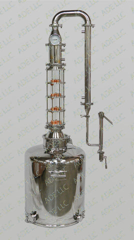 26 Gallon Moonshine Still with 4" Borosilicate Sight Glass 4 Plate Column