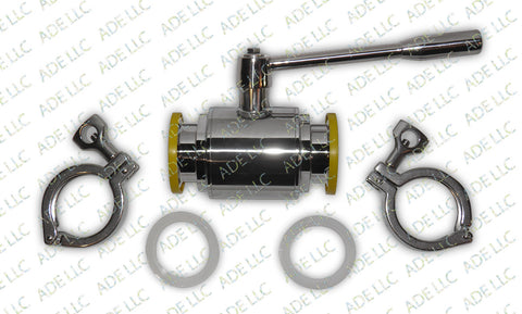 2" Ball Valve Kit with Silicone Gaskets and Tri Clamps for Moonshine Stills