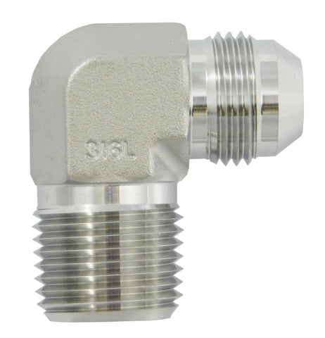 1/2" Male NPT to 1/2" Male JIC, 90-Degree Elbow, 304 Stainless Steel